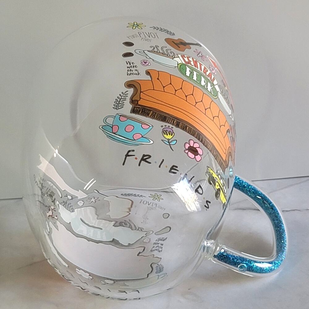 Rare FRIENDS the TV Show CENTRAL PERK Clear Coffee Mug by Silver Buffalo 22 oz - Picture 7 of 12